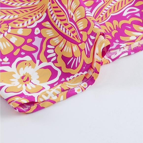 Boho Floral Print Belted Surplice Blouse Bohemian Top - Picture 10 of 15